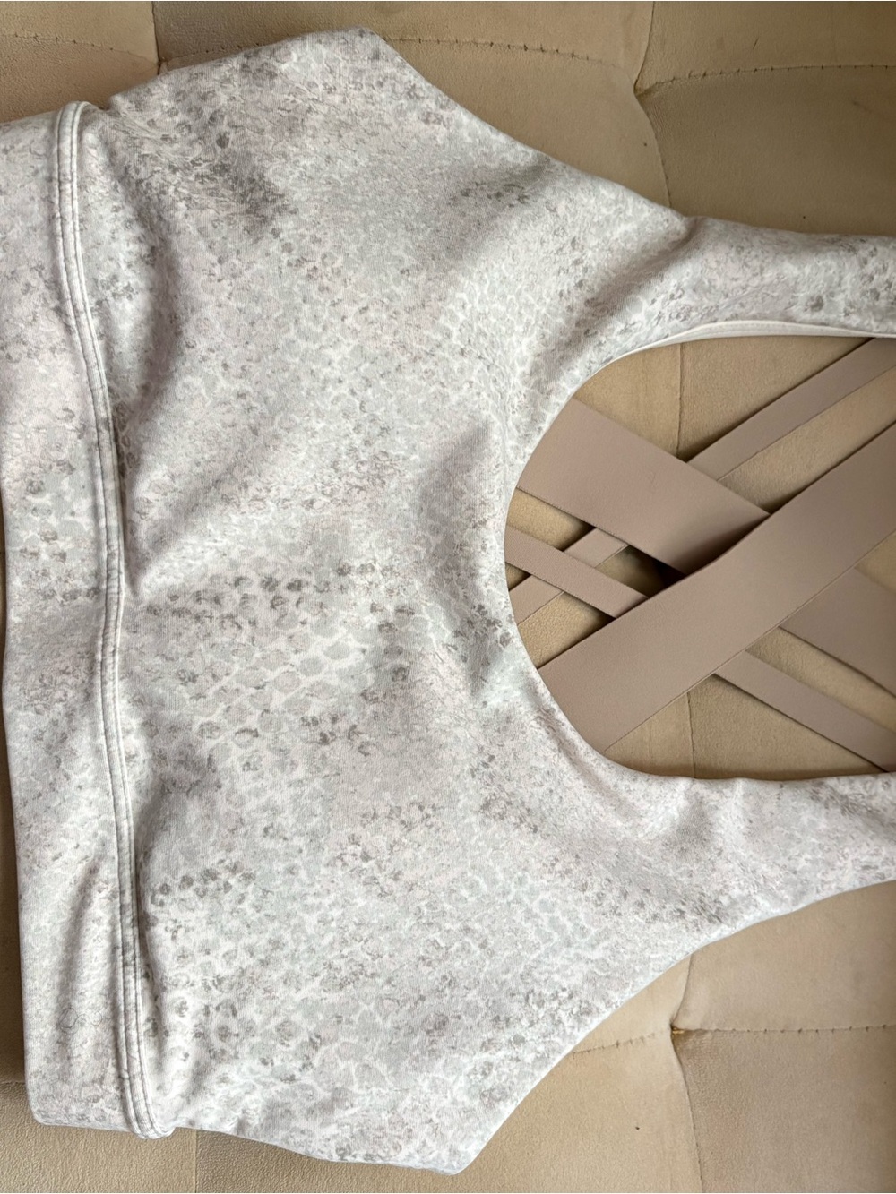 Old Navy Light Gray Snake-Print Sports Bra with Crisscross Back